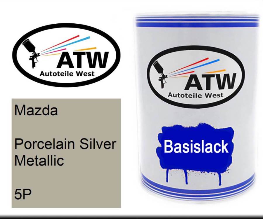 Mazda, Porcelain Silver Metallic, 5P: 500ml Lackdose, von ATW Autoteile West.